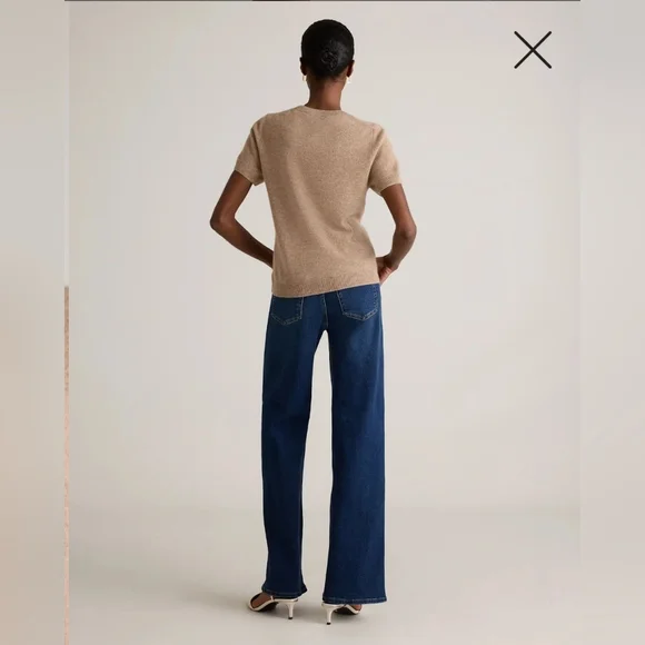 NWT! Quince 100% Mongolian Cashmere  Oatmeal Tee!  Sz. L ! (F2) - Picture 4 of 10